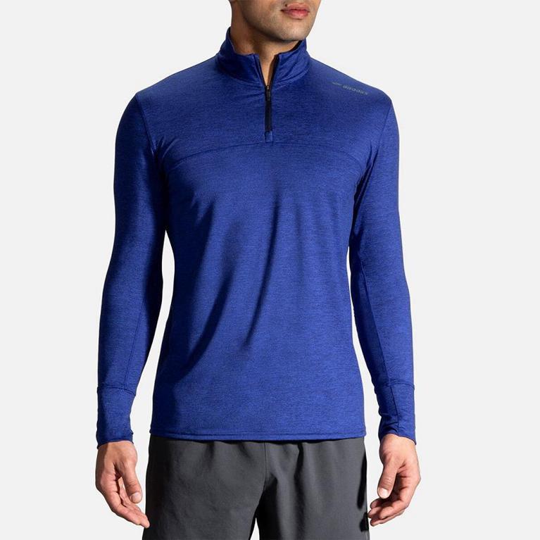 Brooks Men's DASH HALF ZIP Running Jackets - Blue - Canada (SKQOD-8647)